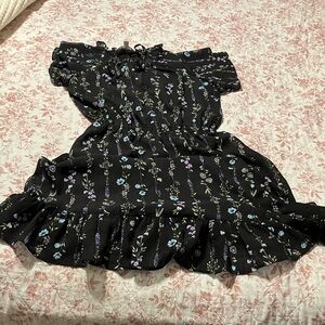 LC Lauren Conrad Black Floral Blouse